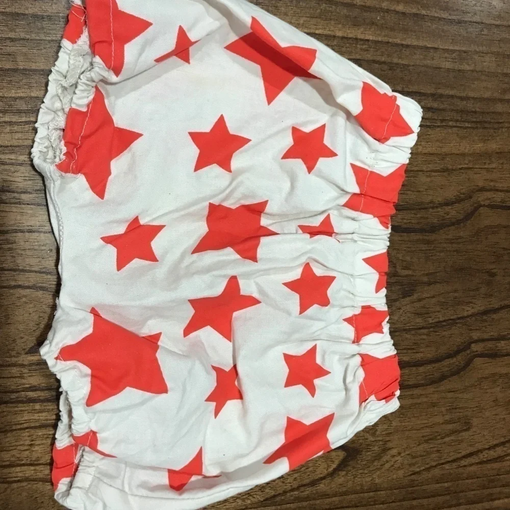 Lovelane Bloomers Baby 6M White Pull On Diaper Cover Stars‎ Summer Preppy Retro